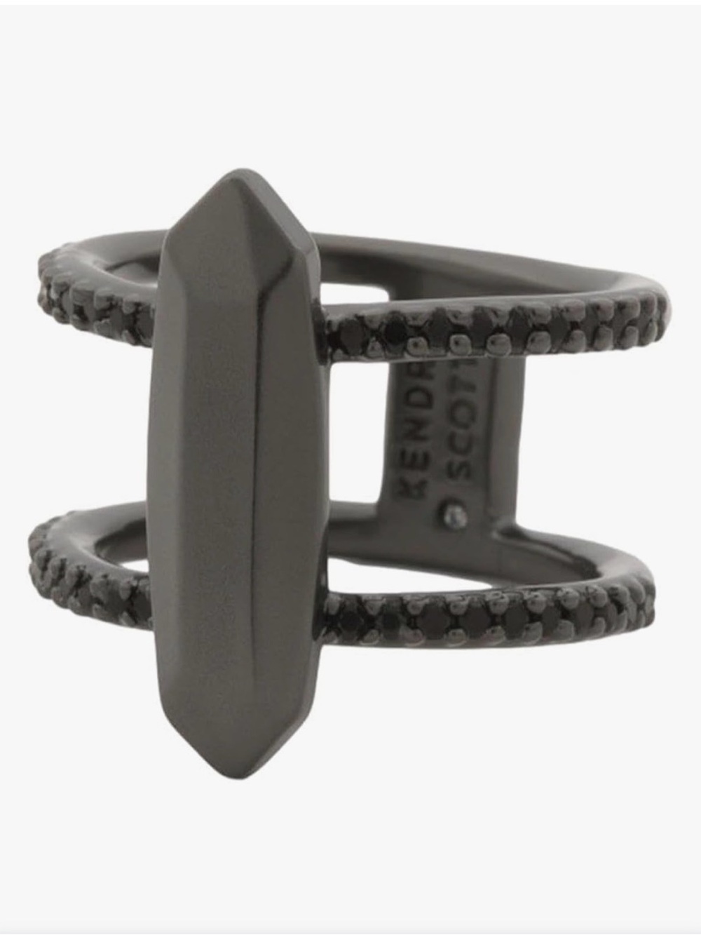 Kendra Scott Gunmetal Double Band Crystal Point Ring